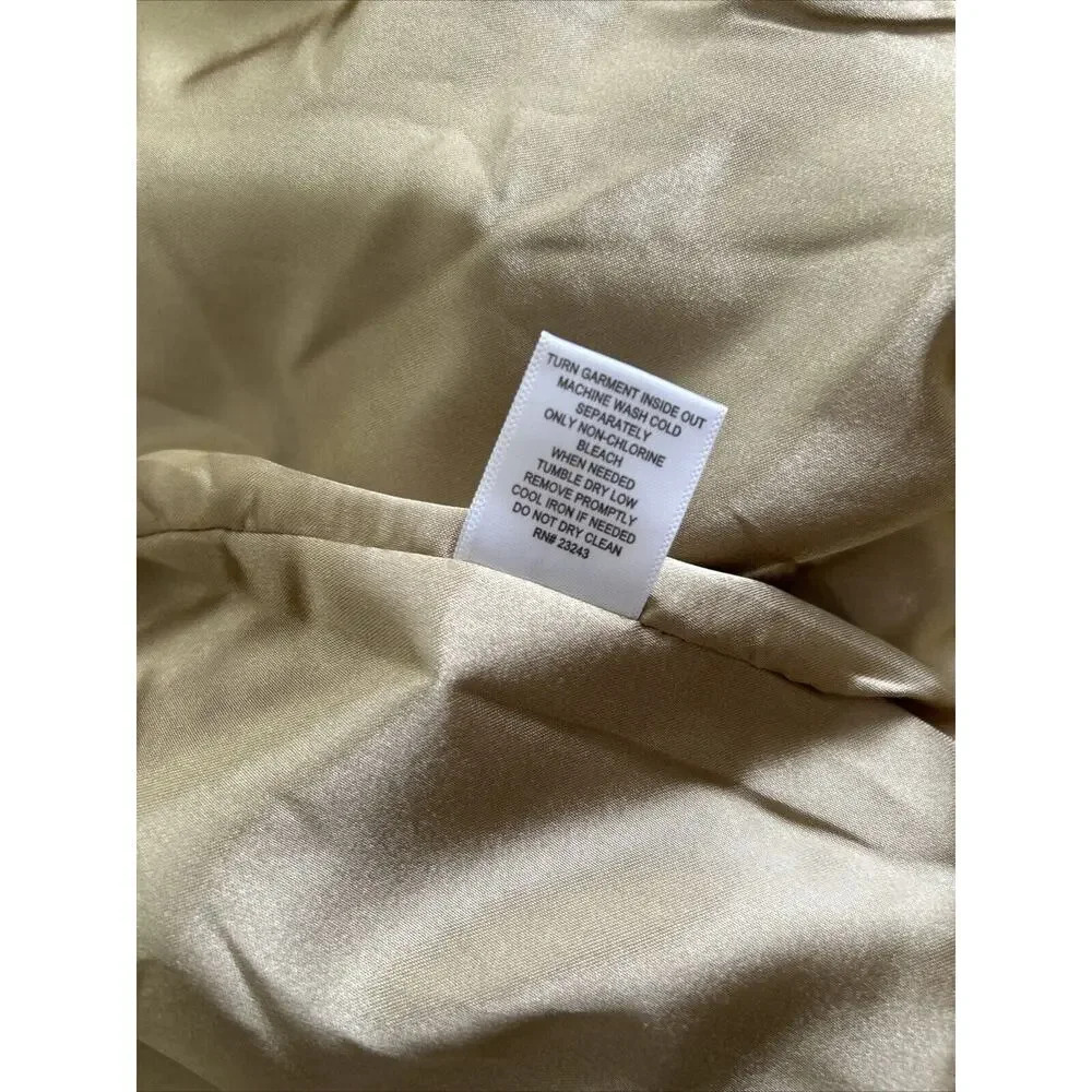 New York & Co Khaki Beige Double Breasted Belted Lined Peplum Trench Coat Size L - Picture 14 of 16